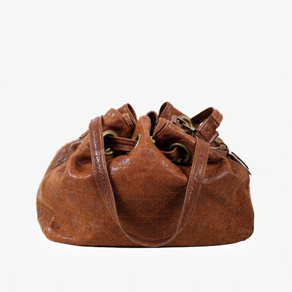 Christian Dior Cannage Brown Leather Bucket Bag - Picture 4 of 11